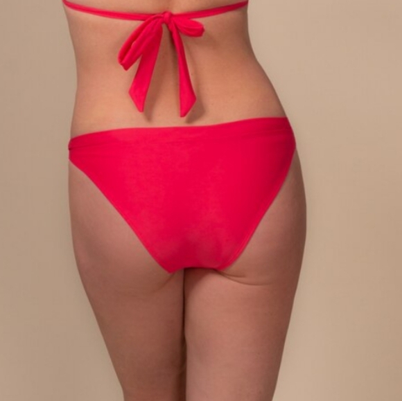 Byron Bay Swim Bottom - Claire V-Front Ruffled Detail In Azalea Pink Size 8 NWT - Picture 3 of 9